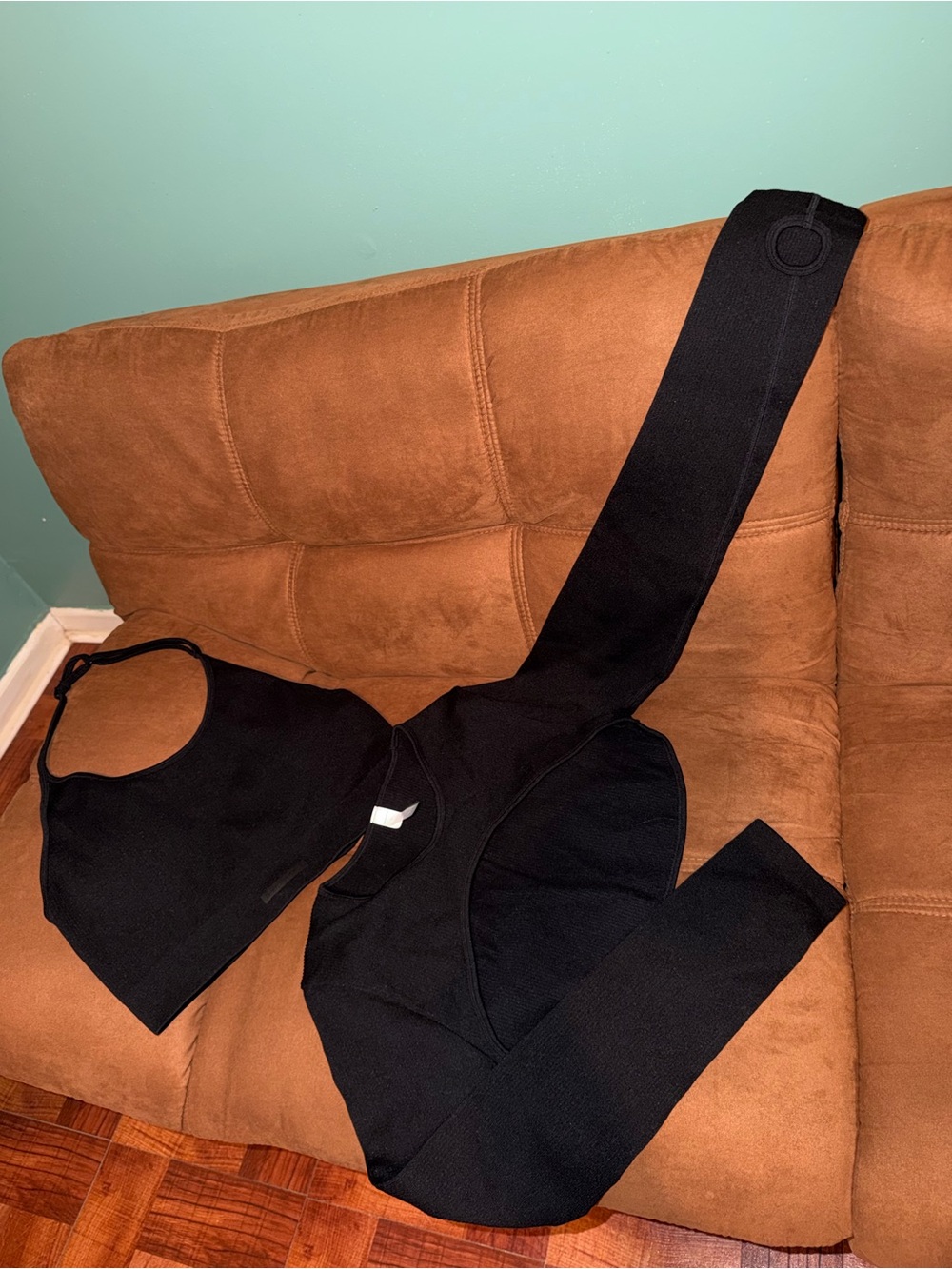 Fashion Nova Black Halter Sports Bra & Crop Top Set